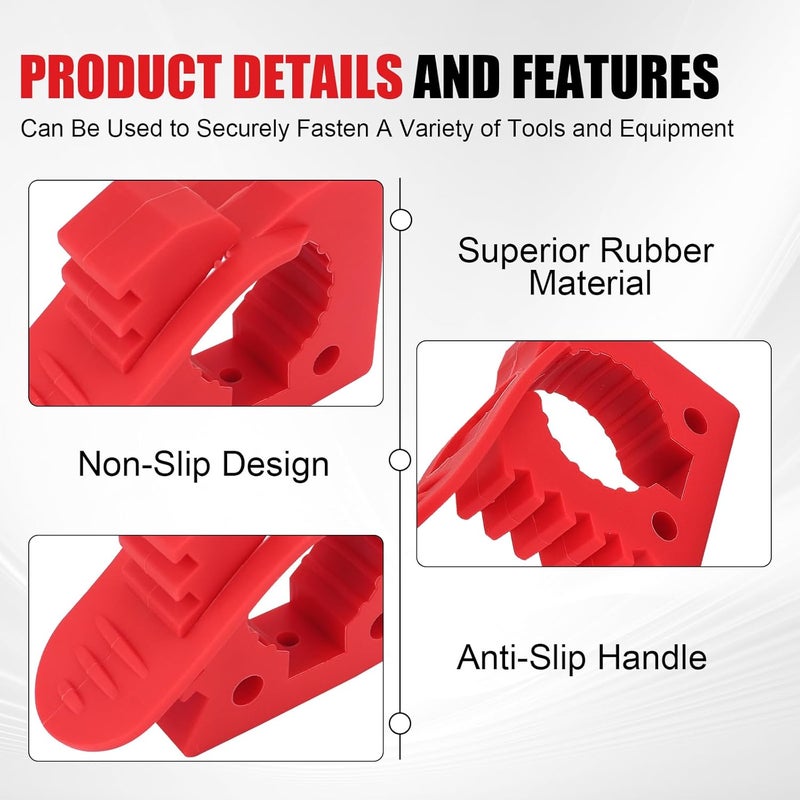 GLOBLED Heavy-Duty Quick Fist Rubber clamps Mount Fit 1-1/5''-1-3/5'' For Diameter Tools And Equipment,13LB Capacity,Compatible With Truck,ATV,UTV.Boat,Off-road,4x4,Vans-5pcs - Image 2